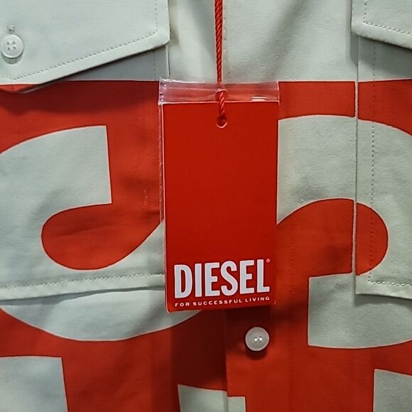 Diesel S-Mac-22 Bowling Shirt With Maxi Logo Print - Picture 5 of 12
